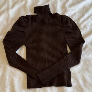Fashion Nova Dark Brown Ribbed Turtleneck Sweater
